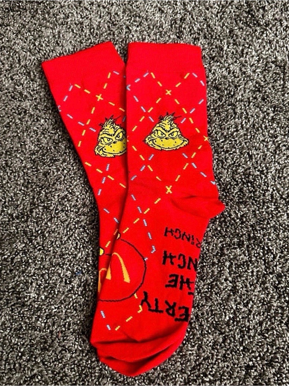 McDonald’s grinch red socks 0422